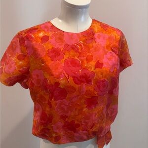 Saks Fifth Avenue Black Label Vibrant Floral Blouse